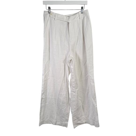 Madewell Harlow Wide Leg Pants White Linen Career Office Lagenlook Womens 6 - Picture 2 of 8